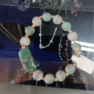 Elegant Beaded Bracelet with Green and White Accents